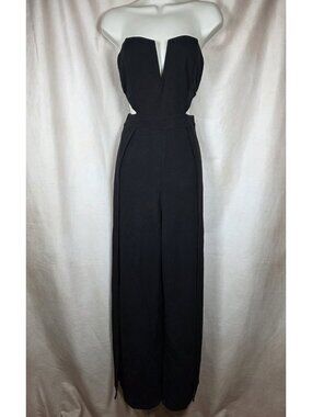 NWOT Lulus Black Strapless Cutout Wide-Leg Jumpsuit Size M
